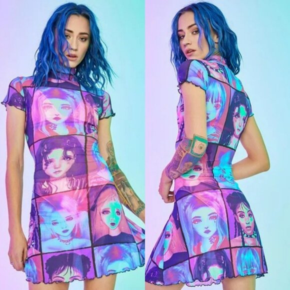 Dolls Kill Current Mood E-Girl Ego Mini Dress - Picture 2 of 12